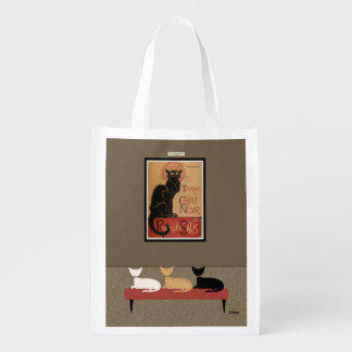 Cats Admire Famous Le Chat Noir Painting Grocery Bag
