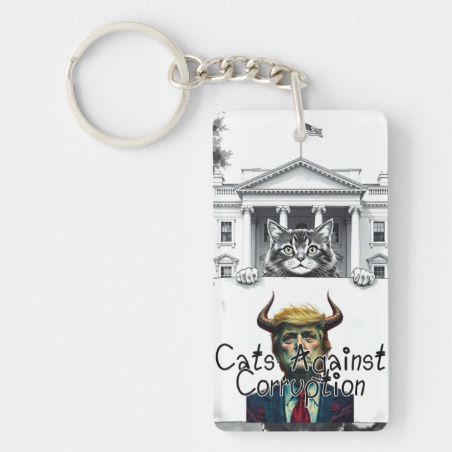 Cats Against Corruption  Keychain (Front)