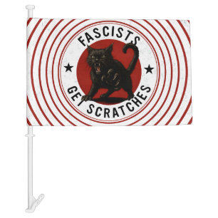 Cats Against Fascists Car Flag