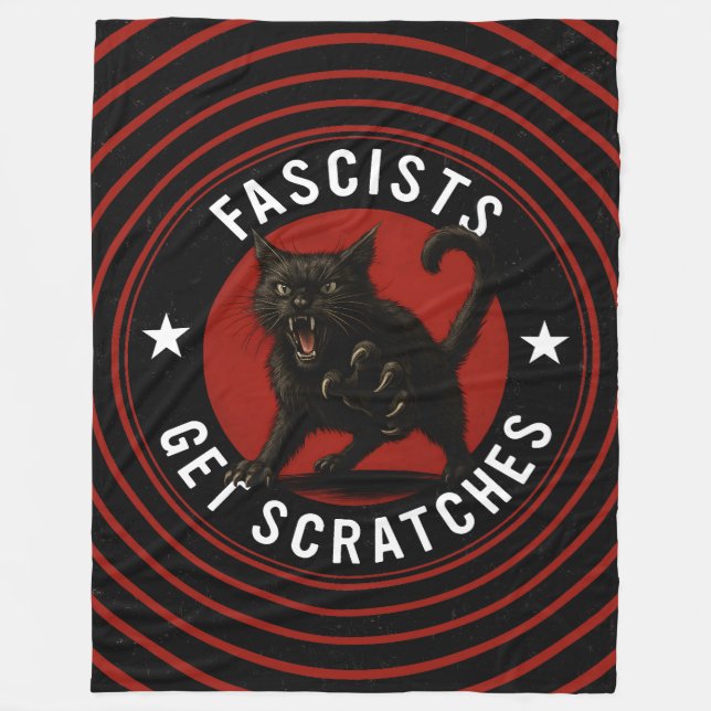 Cats Against Fascists Fleece Blanket (Front)