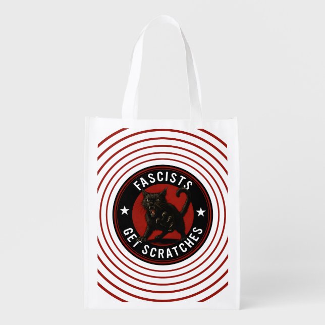 Cats Against Fascists Grocery Bag (Front)
