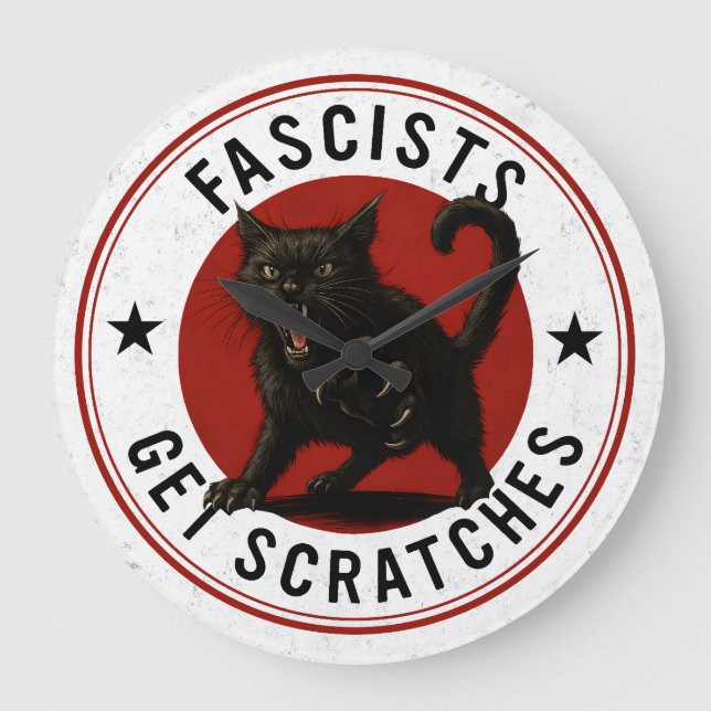 Cats Against Fascists Large Clock (Front)