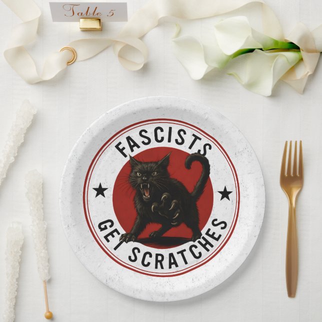 Cats Against Fascists Paper Plates (Wedding)