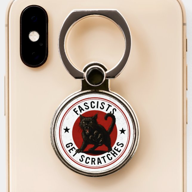 Cats Against Fascists Phone Ring Stand (Close Up)