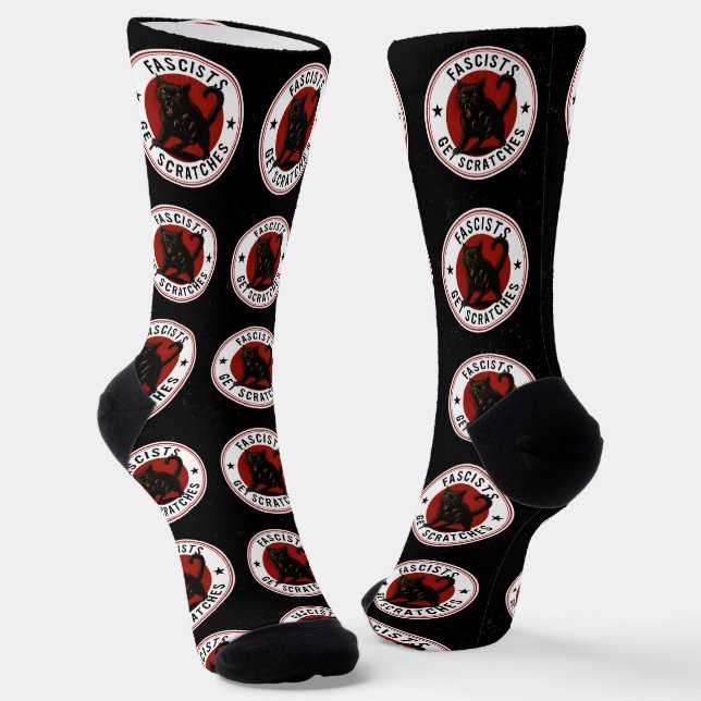 Cats Against Fascists Socks (Angled)