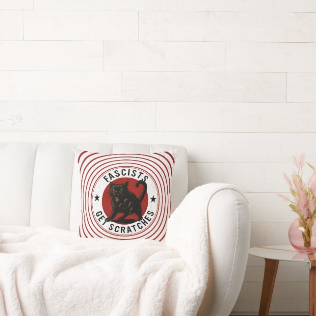 Cats Against Fascists Throw Pillow (Couch)