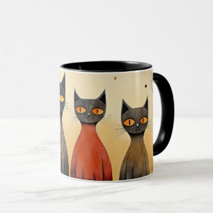 Cats alert, at-attention, AI generated, Mug