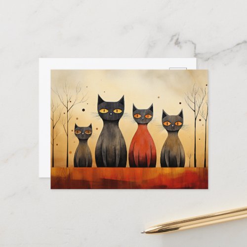 Cats alert at_attention AI generated Postcard
