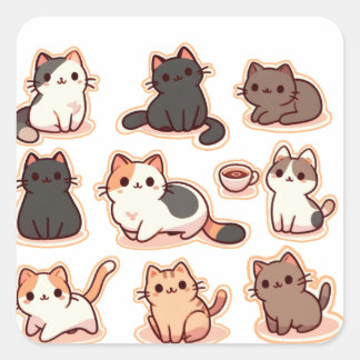 Cats among cats square sticker