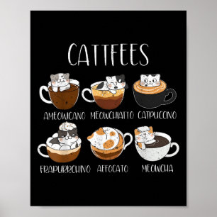 Cats & Coffee Lover Funny Caffeine Quote Cattf Poster