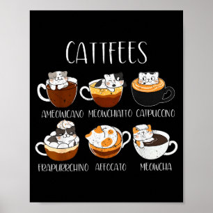 Cats & Coffee Lover Funny Caffeine Quote Cattf Poster