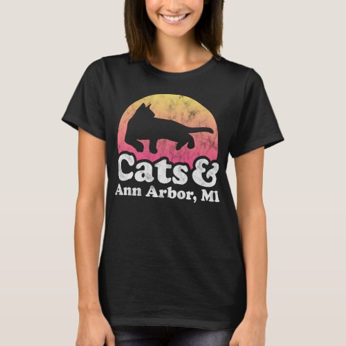 Cats and Ann Arbor MI Mens or Womens Cat and Mi T_Shirt