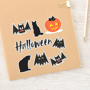 Cats and Bats Halloween Sticker