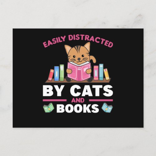 Cats And Books Funny Saying With Book And Cat Postcard