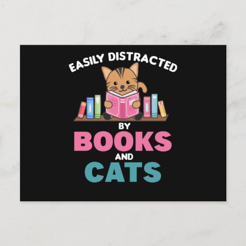 Cats And Books Funny Saying With Book And Cat Postcard
