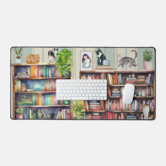 Cats and Books Lover Desk Mat