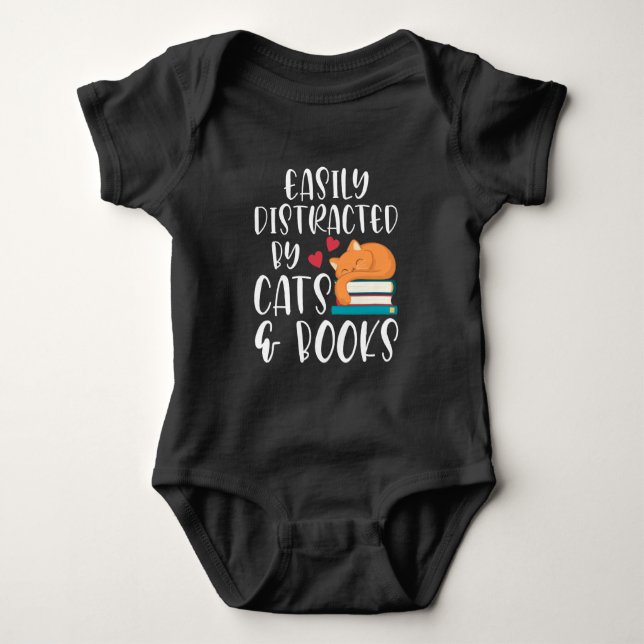 Cats and Books Lover Kitty addicted Bookworm Baby Bodysuit (Front)