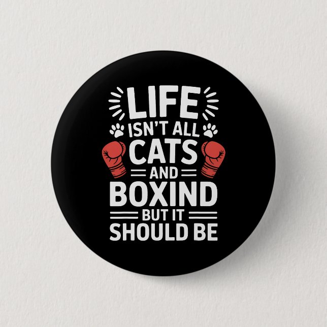 Cats And Boxing Funny Boxing  Button (Front)