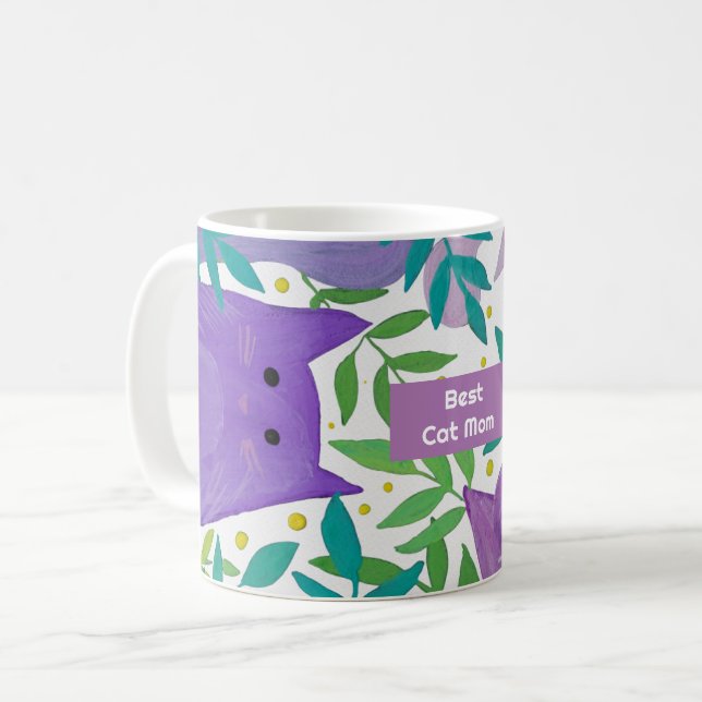 Cats and branches Best cat mom day Coffee Mug (Front Left)