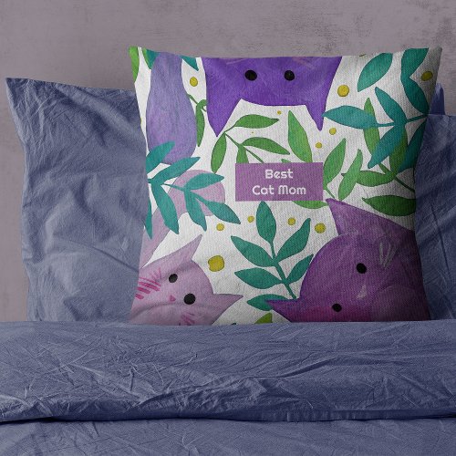 Cats and branches Best cat mom day Throw Pillow