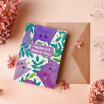 Cats and branches Happy cat mother's day Holiday Card<br><div class="desc">Purple and green illustration with cats and foliage. Happy mother's day for cat moms. Happy cat mother day!</div>