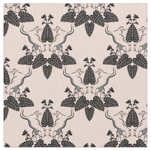 Cats and Catnip Damask Look Pattern Fabric