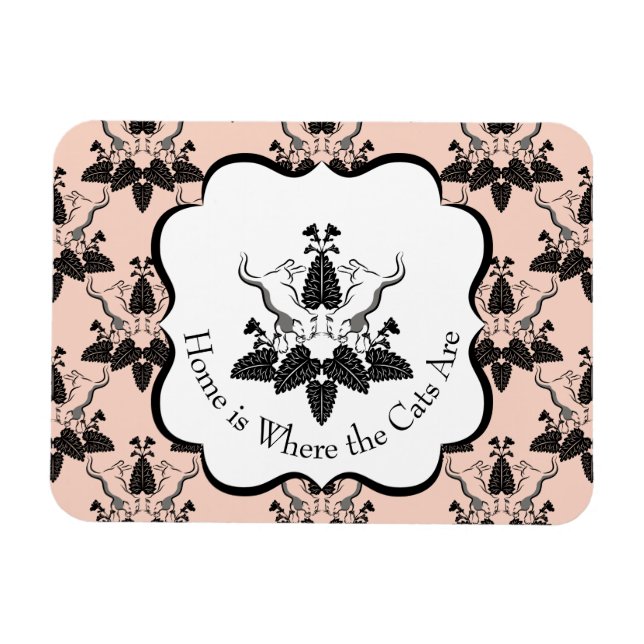 Cats and Catnip Damask Look Pattern Magnet (Horizontal)