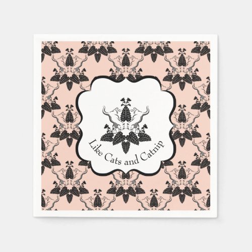 Cats and Catnip Damask Look Pattern Napkins