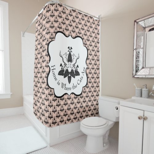 Cats and Catnip Damask Look Pattern Shower Curtain
