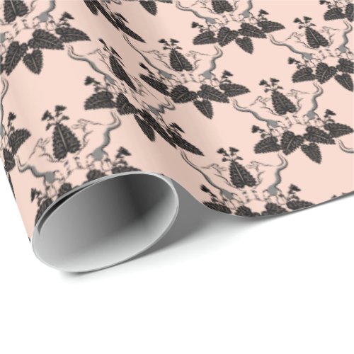 Cats and Catnip Damask Look Pattern Wrapping Paper