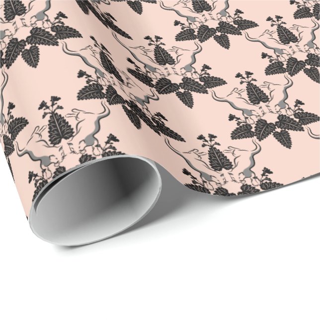 Cats and Catnip Damask Look Pattern Wrapping Paper (Roll Corner)