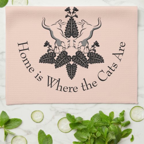 Cats and Catnip Graphic Silhouette Kitchen Towel