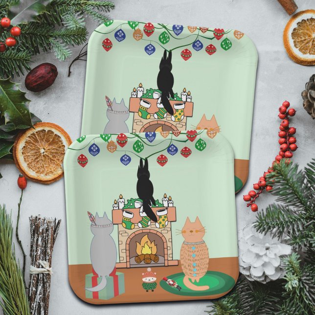 Cats and Christmas - A Winter Illustration Paper Plates (Creator Uploaded)