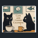 Cats and Coffee Calendar<br><div class="desc">Cats and Coffee Calendar. A fun and colorful calendar with a different cat and coffee image for every month. Love cats? Love coffee? This is for YOU!</div>