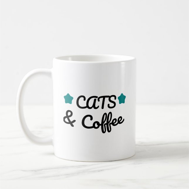 Cats and Coffee – Cute Cat Lover Coffee Coffee Mug (Left)