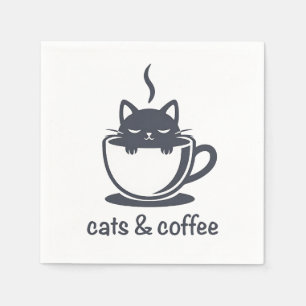 Cats and Coffee Funny Noir Feline Morning Mood Napkins