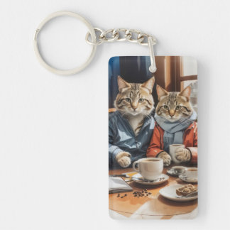 Cats and Coffee Keychain