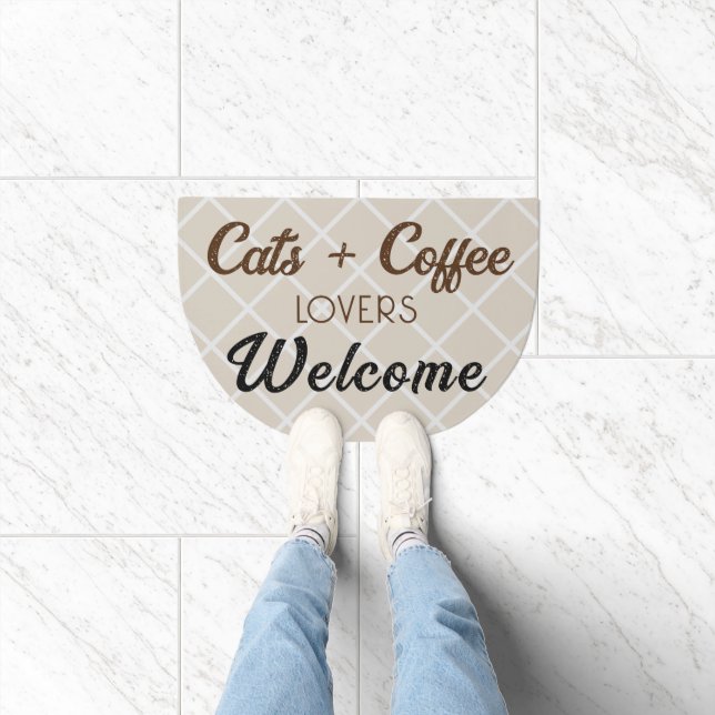 Cats and Coffee Lovers Welcome  Doormat (Indoor)