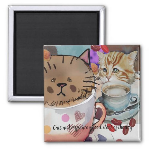 Cats and coffee magnet