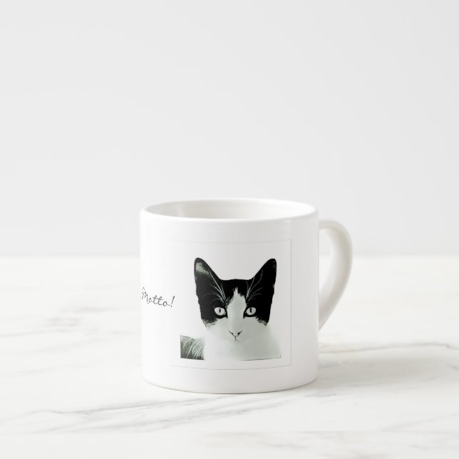 Cats and Coffee- My Motto! Espresso Mug (Front Right)