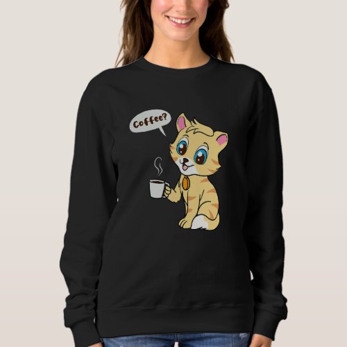 Cats And Cofffee Cute Grizzly Monday Office Sweatshirt