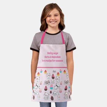 Cats and Cupcakes is a Recipe For Success Girls Apron