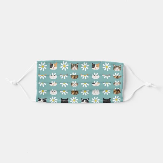 Cats and Daisies Adult Cloth Face Mask (Front, Folded)