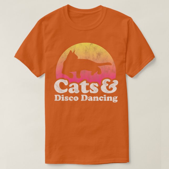 Cats and Disco Dancing Mens or Womens Cat  T-Shirt (Design Front)