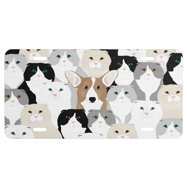 Cats and Dog Aluminum License Plate (Front)