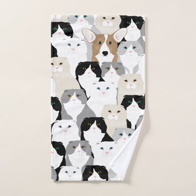Cats and Dog Hand Towel (Hand Towel)