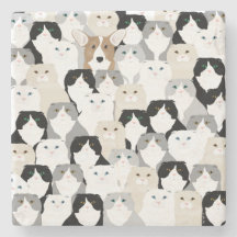 Cats and Dog Stone Coaster