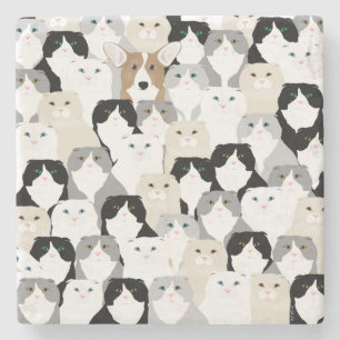 Cats and Dog Stone Coaster