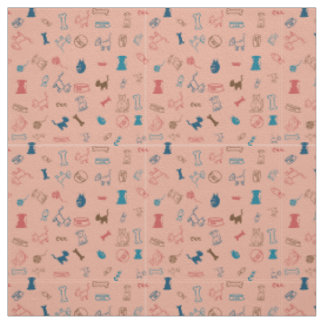 Cats and Dogs and The Toys they Love Fabric