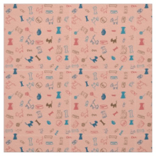 Cats and Dogs and The Toys they Love Fabric